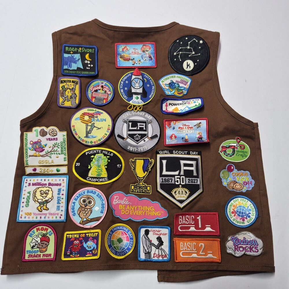 Vintage Girl Scout Brownie Vest Loaded With 50+ Patches Pins Y2K Camp Uniform